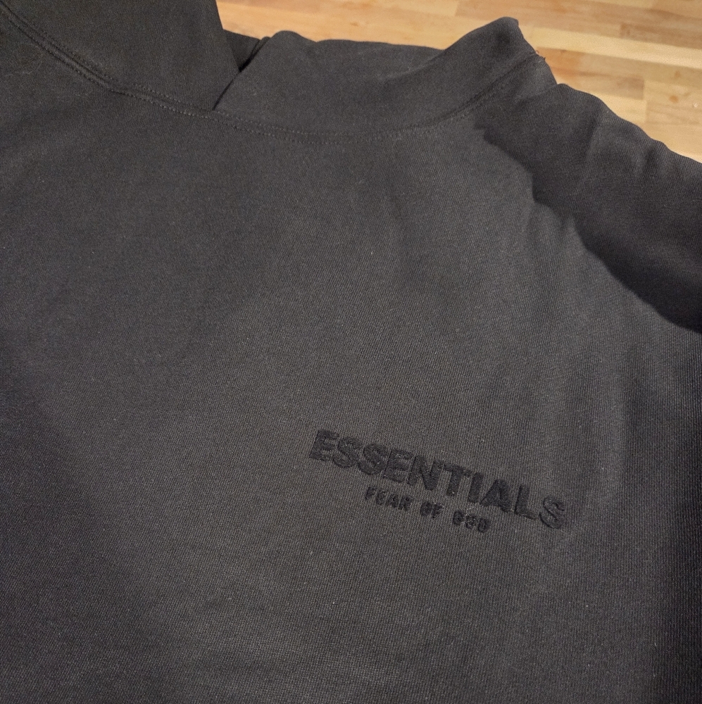 Fear of God Essentials Pullover Hoodie Black 'Stretch Limo' Men's Size XL & XXL